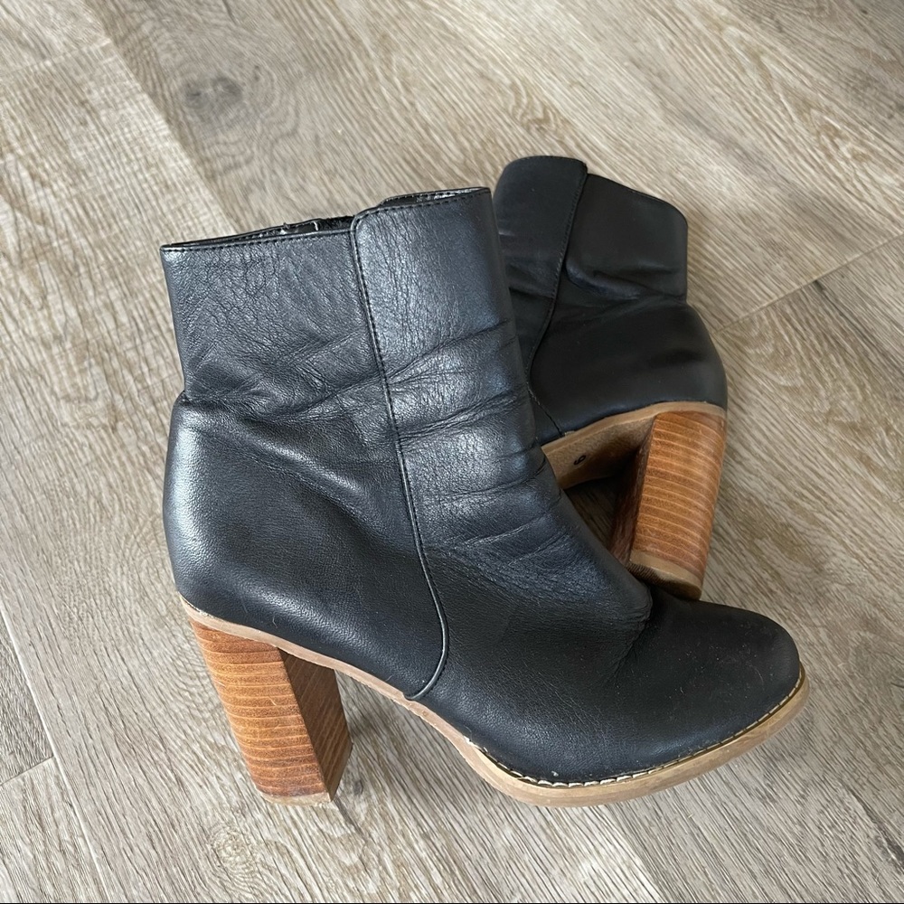 Sole Society Black Leather Micah heel boot bootie ankle